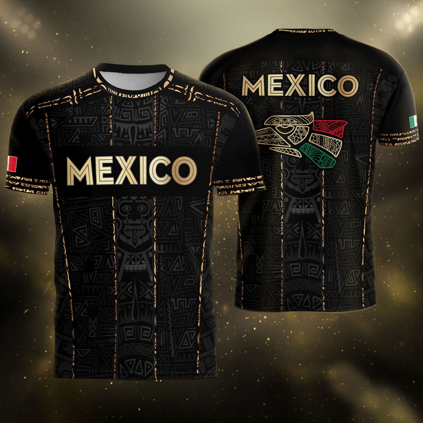 Mexico Soccer Jersey Black Design, Aztec Style Football Shirt for Fans