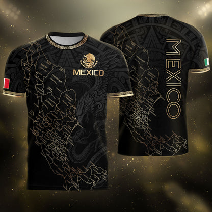Mexico Soccer Jersey Black Mexico Map - Mexico National Team Fan Football
