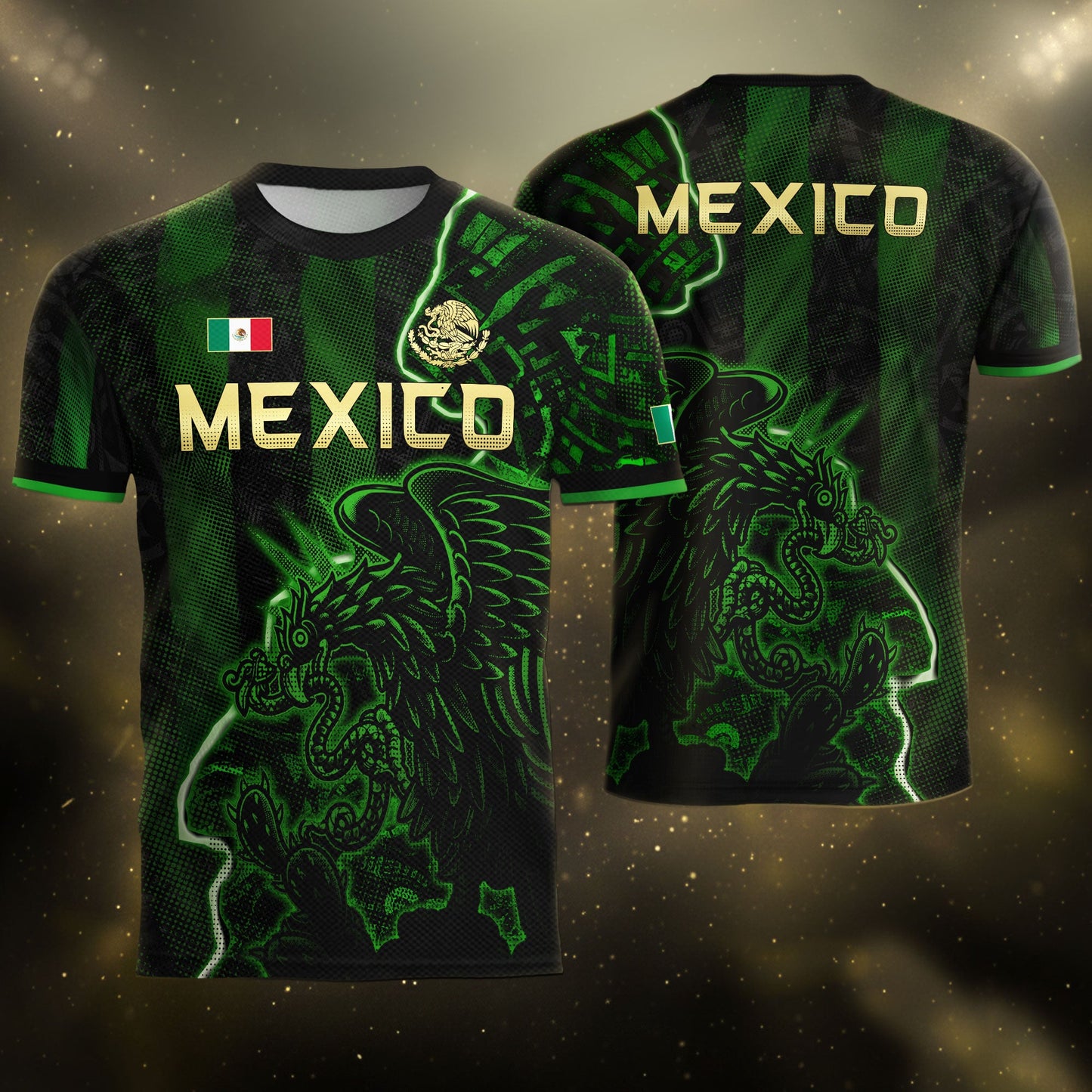 Mexico Soccer Jersey Green Black Electric Eagle - Mexico National Team Fan Heritage Shirt