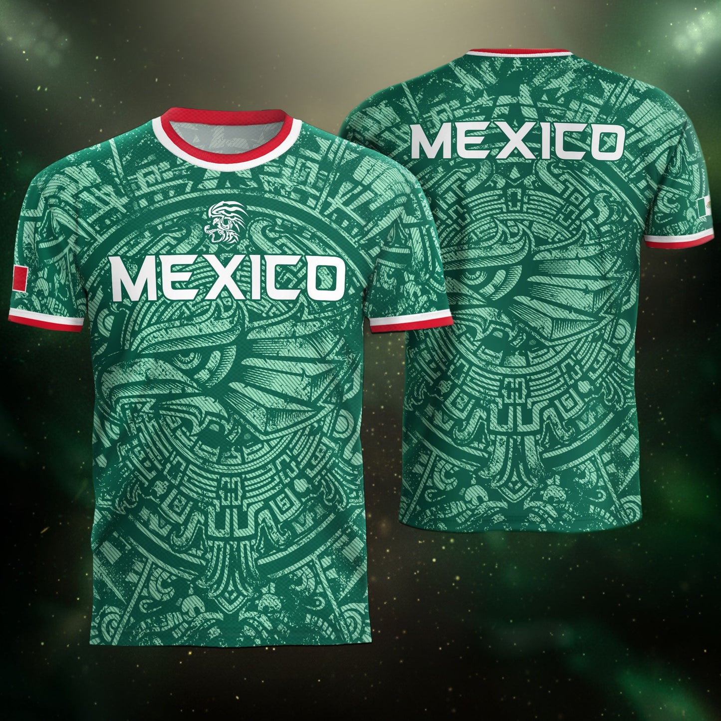 Represent Mexico Soccer Jersey Aztec Eagle Print - Ancient Eagle Heritage Football Shirt Men Gift