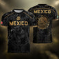 Mexico Soccer Jersey Black Eagle Crest - Aztec Sun Stone Heritage Fan Football Shirt