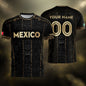 Mexico Soccer Jersey Custom Name - Aztec Heritage Black & Gold Tribal Football Shirt