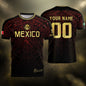 Custom Mexico Soccer Jersey – Maroon Black Aztec Heritage Pattern Personalized Football Shirt