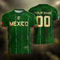 Custom Mexico Soccer Jersey – Green Aztec Pattern Striped Football Shirt with Custom Name Number