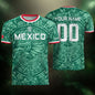 Mexico Soccer Jersey Custom Name - Green Aztec Calendar & Eagle Heritage Football Shirt