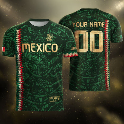 Custom Mexico Soccer Jersey Men Women Green Gold Mexican Football Jersey Playera De Mexico Jersey De Mexico