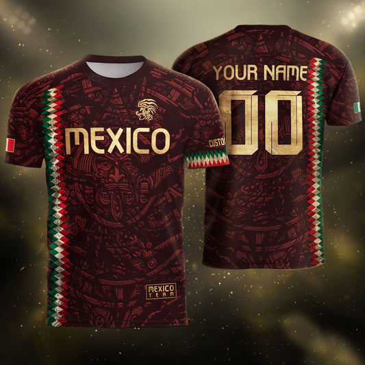 Custom Mexico Soccer Jersey Men Women Maroon Gold Mexican Football Jersey Playera De Mexico Jersey De Mexico