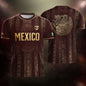 Mexico Soccer Jersey - Maroon & Gold Aztec Sun Stone Heritage Football Shirt