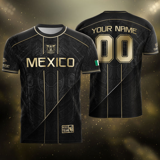 Black Mexico Soccer Jersey Custom Name Number Aztec Warrior Shirt