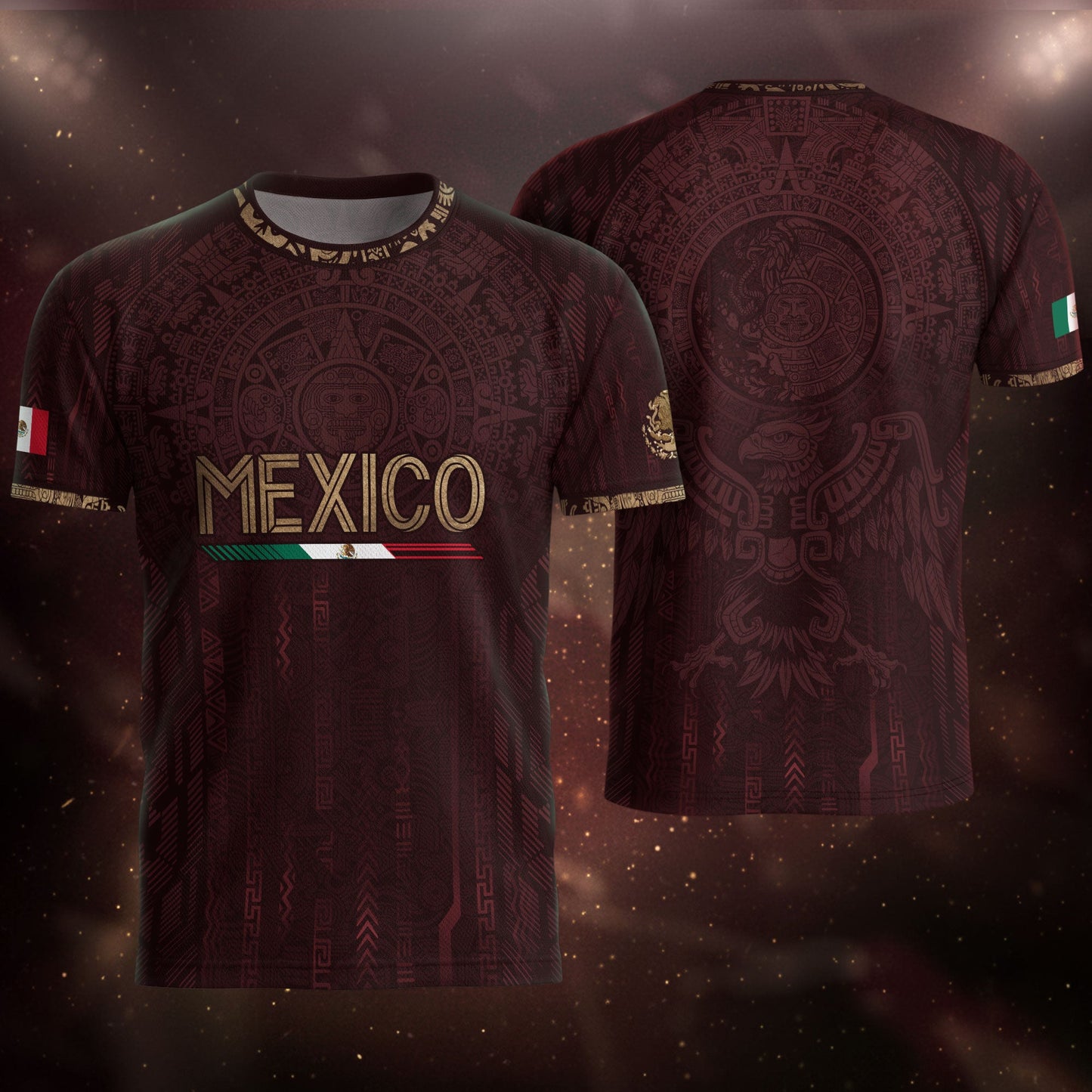 Mexico Football Jersey Maroon Aztec Calendar Soccer Shirt for Mexico Fans