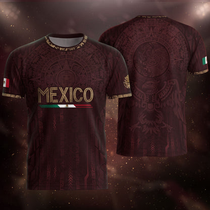 Mexico Football Jersey Maroon Aztec Calendar Soccer Shirt for Mexico Fans