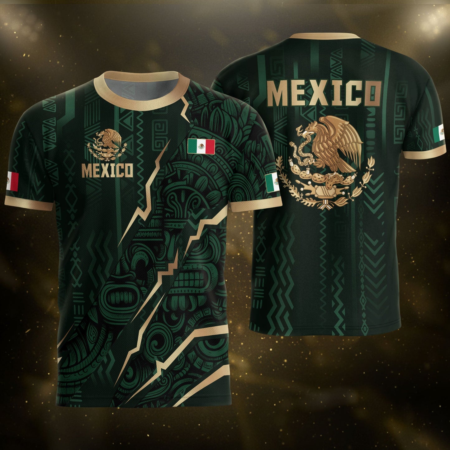 Mexico Soccer Jersey Aztec Eagle Heritage Green Gold Mexican Football Shirt