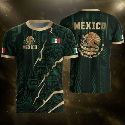 Mexico Soccer Jersey Aztec Eagle Heritage Green Gold Mexican Football Shirt