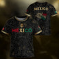 Mexico Kids Soccer Jersey Black Aztec Calendar Tricolor Gold Youth Football Shirt