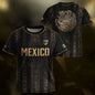 Mexico Soccer Jersey Youth Black Aztec Calendar Sun Stone Heritage Football Shirt Set