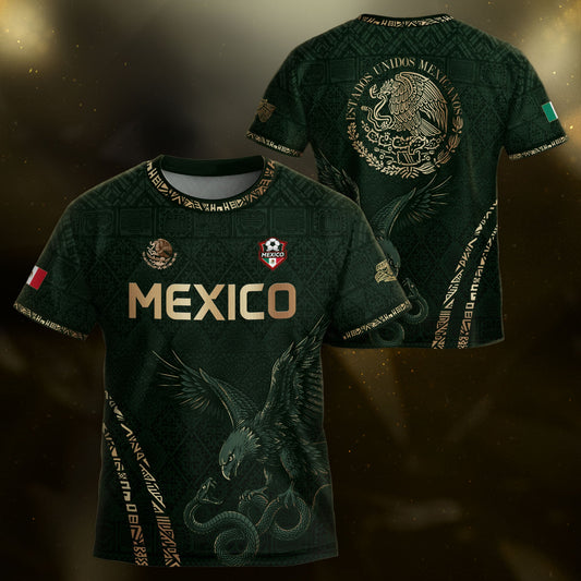 Mexico Soccer Jersey Kid Youth Aztec Eagle Dark Green Football Shirt Gift