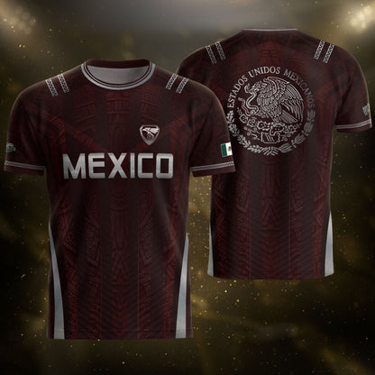 Mexico Soccer Jersey Men Maroon Silver Eagle Football Shirt Retro Fan Apparel