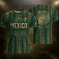 Mexico Soccer Jersey Men Green Gold Aztec Sun Stone Mexican Football Shirt