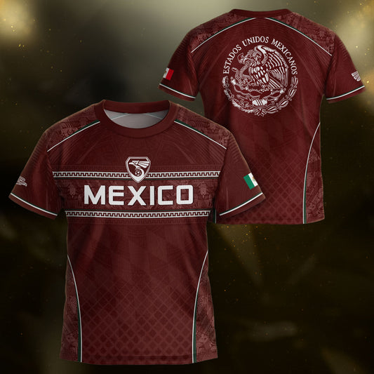 Mexico Soccer Jersey Youth Maroon Aztec Eagle Football Shirt Classic Fan Wear