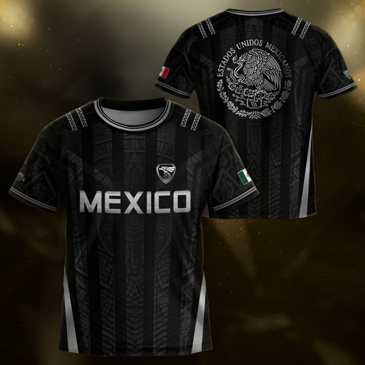 Black Mexico Soccer Jersey Youth Tribal Eagle Football Shirt Premium Sports Top