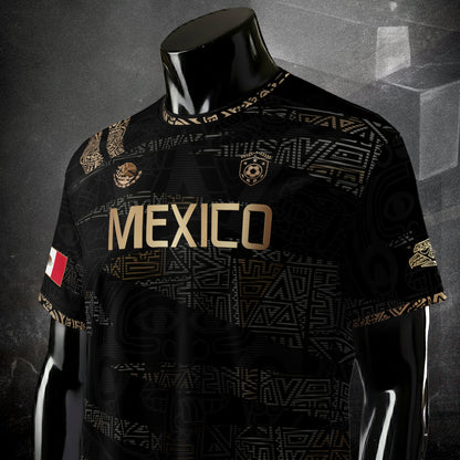 Mexico Black Gold Aztec Heritage Soccer Jersey with Eagle Crest Design Bundle