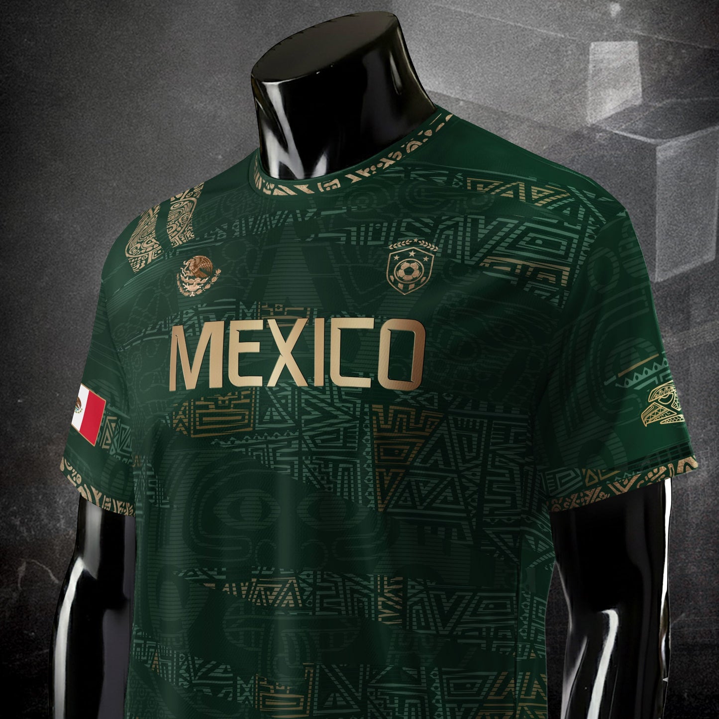 Mexico Green Gold Aztec Heritage Soccer Jersey