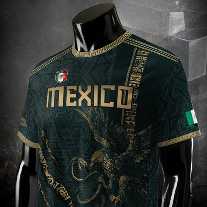 Test - Mexico Soccer Jersey Dark Green Aztec Eagle and Warrior Claw Design (Copy)