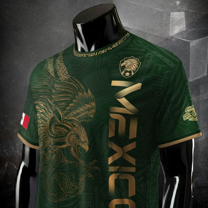 Mexico Aztec Gold Eagle Soccer Jersey 3-Pack Bundle – Black Gold Warrior + Green Gold Heritage + Burgundy Eagle Heritage