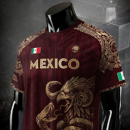 Mexico Aztec Heritage Soccer Jersey 3-Pack Bundle – Black Gold Eagle Warrior + Green Gold Heritage + Red Gold Eagle & Serpent
