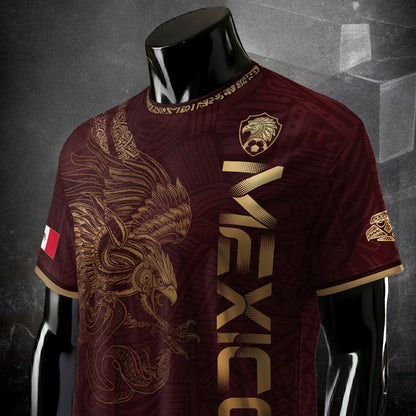 Mexico Aztec Gold Eagle Soccer Jersey 3-Pack Bundle – Black Gold Warrior + Green Gold Heritage + Burgundy Eagle Heritage