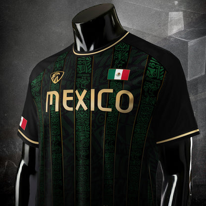 Mexico Green Black Aztec Ancient Heritage National Seal Mens Football Soccer Jersey