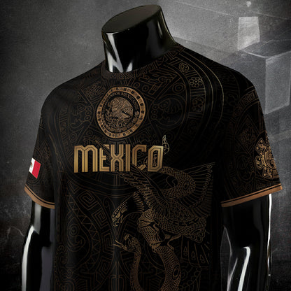 Mexico Black Gold Eagle Snake Heritage Estados Unidos Mexicanos National Soccer Jersey