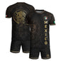 Mexico Soccer Jersey Black Gold Aztec Calendar & Eagle Emblem
