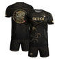 Mexico Soccer Jersey Black Gold Eagle & Snake Aztec Design