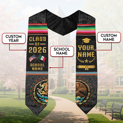 Mexico Graduation Sash 2026, Mexican American Flag Stole, Mexican Stole Customized