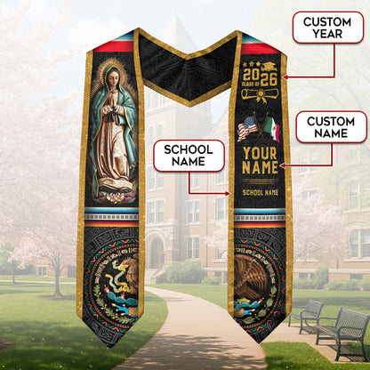 Custom Mexican Graduation Sash 2026, Personalized Mexico Stole for Graduate. Unique Mexican Graduation Stole for Graduation Ceremony