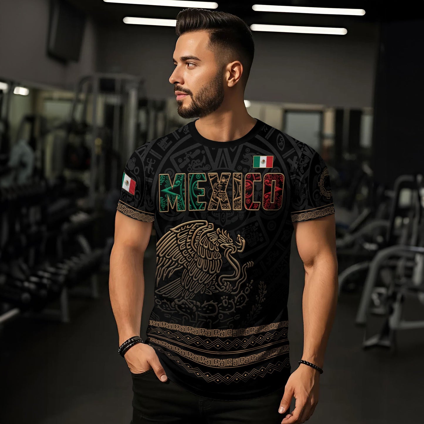 Mexico Aztec Eagle Gold Heritage Warrior Spirit Pride Legacy Shirt
