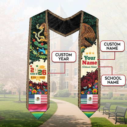 Personalized Mexican Graduate Sash 2026, Custom Mexico Stole for Graduation