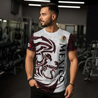 Mexico Aztec Heritage Shirt 3-Pack Bundle – Sun Stone Black Pattern + Pyramid Warrior Spirit + Flag Eagle Serpent National Pride