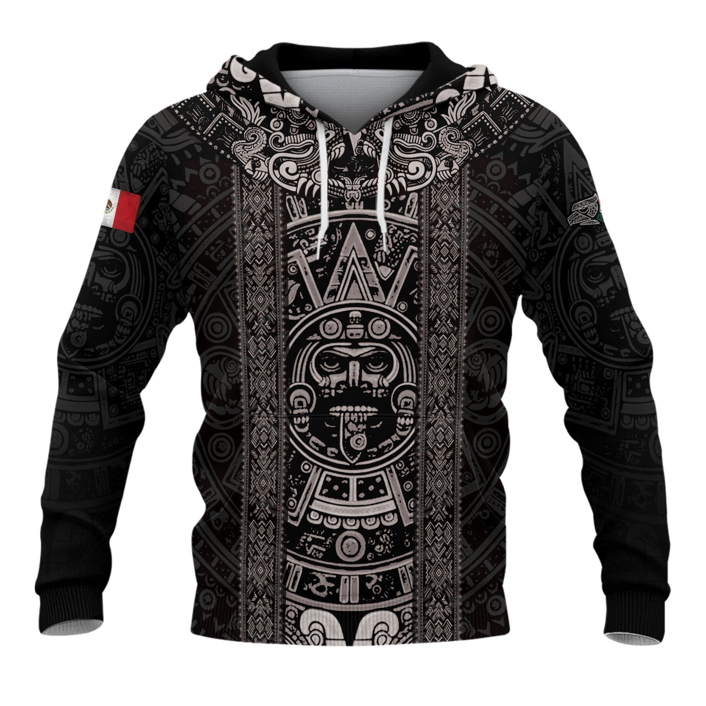 Mexico Aztec Heritage Hoodie 2-Pack Bundle – USA Flag Eagle Pride Unity + Sunstone Calendar Ancient Symbol Warrior