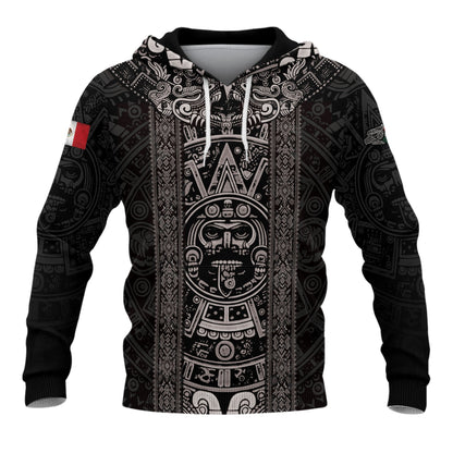 Mexico Aztec Heritage Hoodie 2-Pack Bundle – USA Flag Eagle Pride Unity + Sunstone Calendar Ancient Symbol Warrior