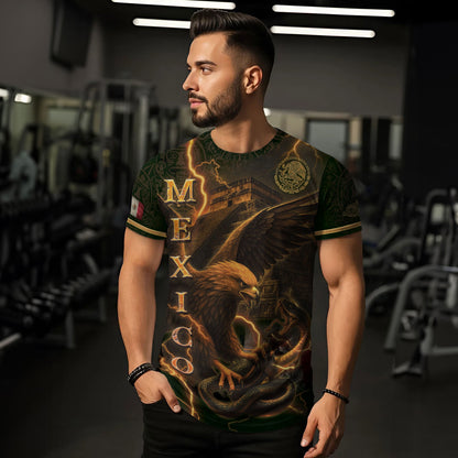 Mexico Eagle Serpent Lightning Aztec Pyramid Heritage Warrior Pride Power Shirt