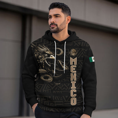 Mexican Aztec Eagle Snake National Flag Heritage Mens Sudadera De Mexico Hoodie