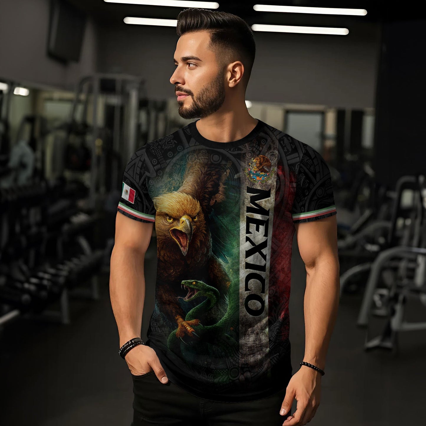 Mexico Flag Vibrant Eagle Serpent Vertical Stripe Heritage Pride Style Shirt