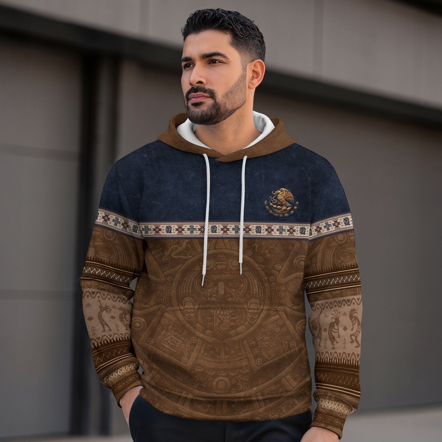 Aztec Mexican Tribal Heritage Symbol Graphic Art Design Mens Hoodie