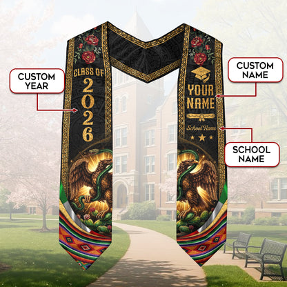 Mexican Graduation Stole 2026 – Custom Mexican Flag Graduation Sash, Mexican Stoles for Graduation