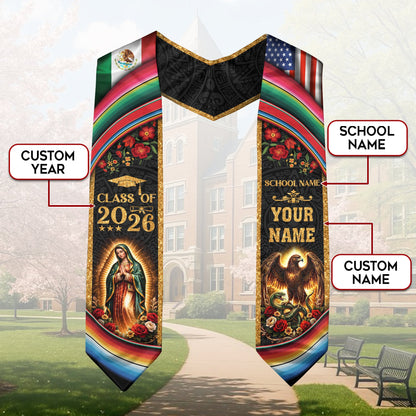 Mexican Graduation Stole Custom 2026 Graduation Sash Mexico, Mexican Flag Stole
