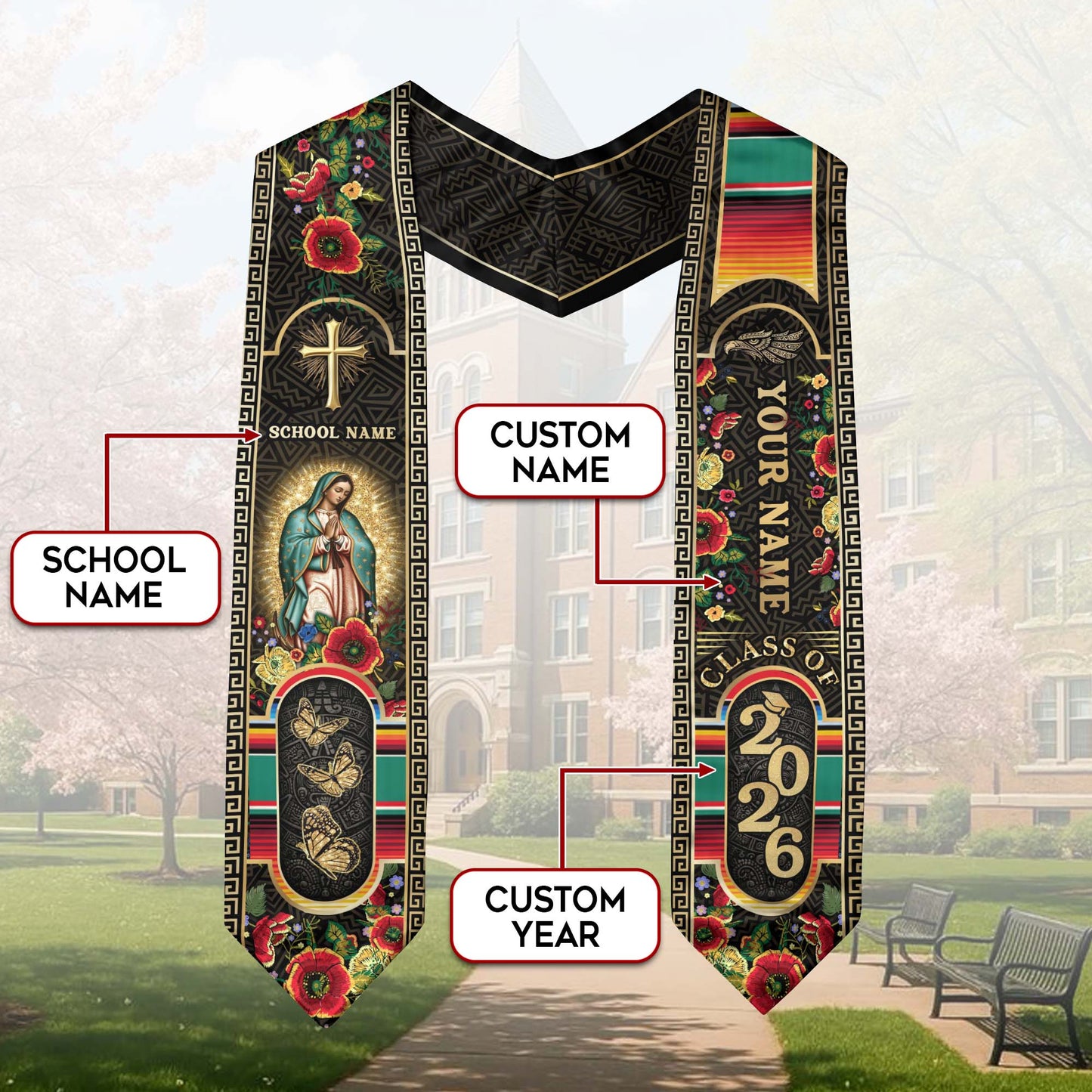 Custom Proud Mexican Graduation Stole 2026 Personalized Mexican Graduation Sash Custom Graduation Stoles Mexico Graduation Sash