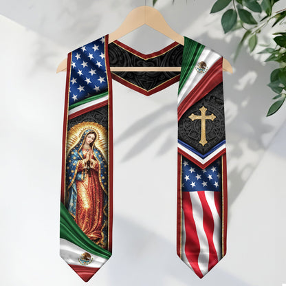 Mexican American Graduation Stole - Mexico USA Flag Dual Heritage Sash