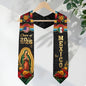 Mexico US Flag Graduation Stole 2026 - Virgin Mary Floral Serape Heritage Sash